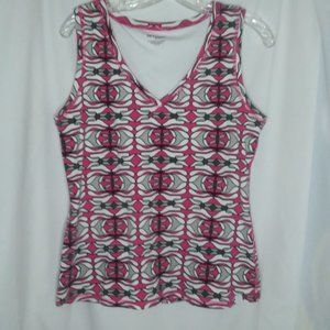 Be Insipred Women's Sz L VNeck Blouse Abstract Pri